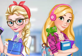 Elsa and Rapunzel College girls